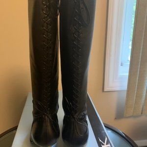 Michelle K. Black Leather Boots. Size 7